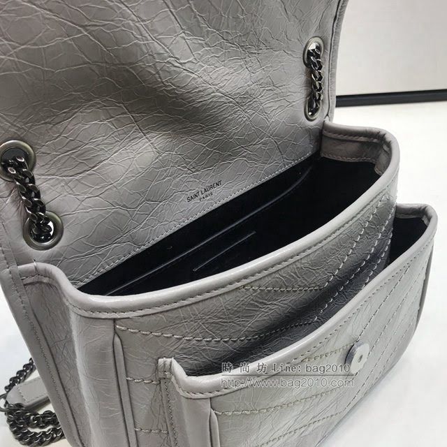 YSL爆款女士包包 聖羅蘭經典款Niki油蠟抓皺牛皮小號郵差包 YSL肩背斜挎包 533037  jjh1179
